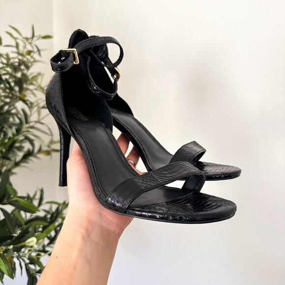 Michael Kors Harper Snakeskin Sandals Black 8.5 - Picture 1 of 7